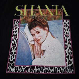 Shania Twain Shirt L/XL Black Graphic T Country Music Singer Cat Print